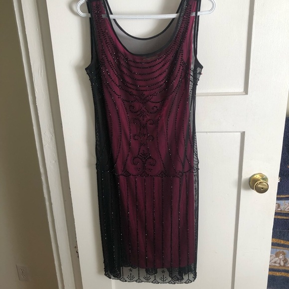 Vintage Size 8 Bellissima Fashions pink sheath dress with black sheer fabric - Picture 12 of 12